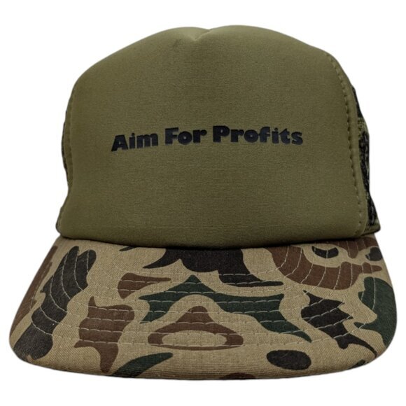 Vintage Aim For Profits Mesh Camo Hat Cap Trucker Adjustable *READ - Picture 1 of 11